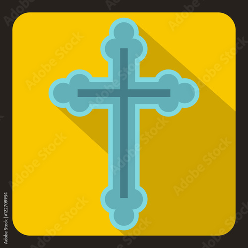 Christian cross icon in flat style on a white background vector illustration