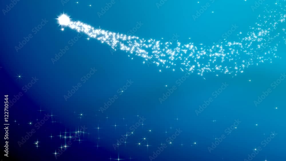 Christmas star with rotating christmas tree shape - blue variant, 3D rendering, UHD