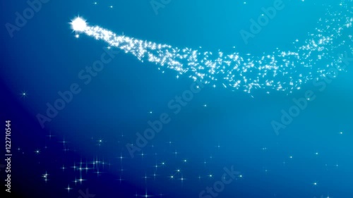 Christmas star with rotating christmas tree shape - blue variant, 3D rendering, UHD