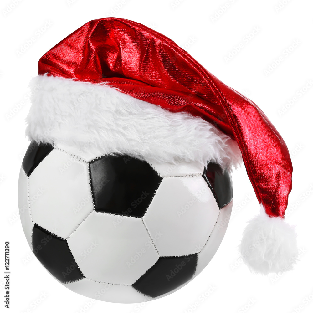 fußball & weihnachten freigestellt auf weissem hintergrund Stock