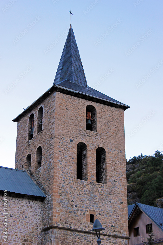 Campanario de la iglesia de la asunción de Panticosa, Huesca (España) (Viajes, Europa, España)
