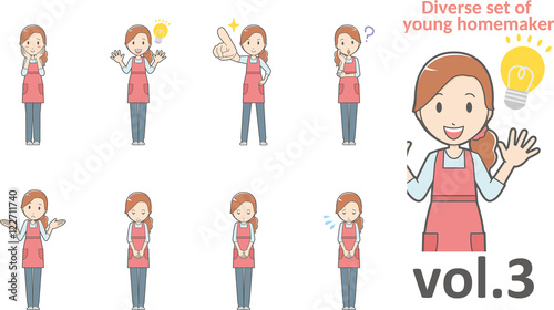 Diverse set of young homemaker , EPS10 vector format vol.3