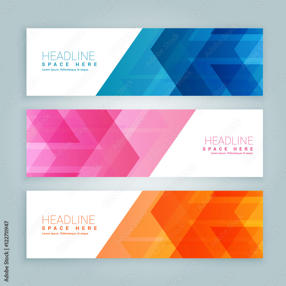 Fototapeta premium website banners in three different colors