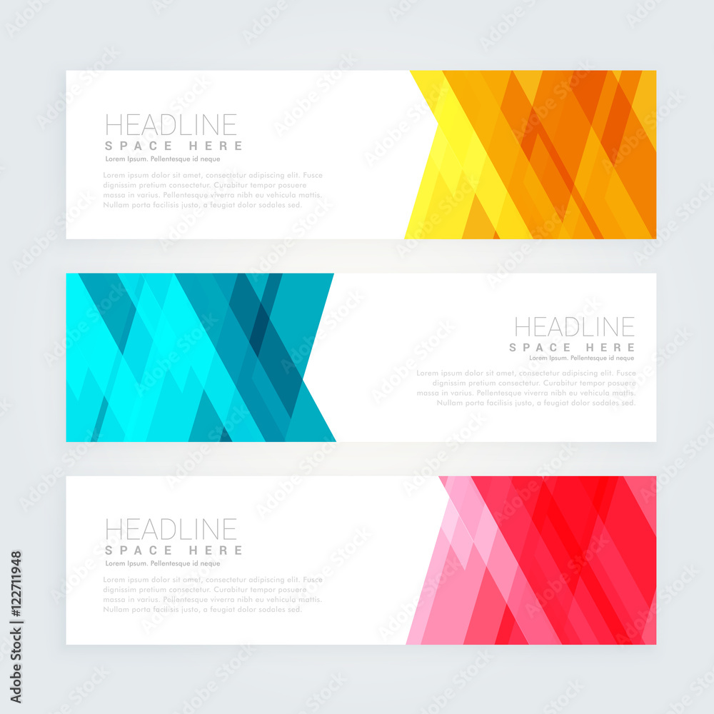 Fototapeta premium abstract banners set with geometric shapes