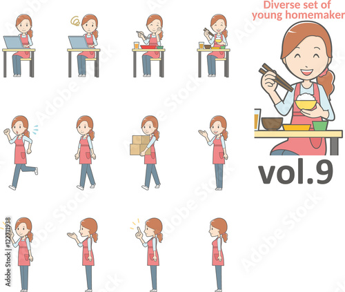 Diverse set of young homemaker , EPS10 vector format vol.9
