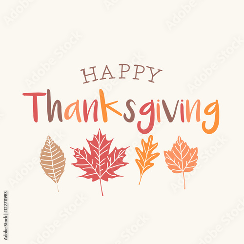 Thanksgiving card with autumn leaves. Editable vector design.