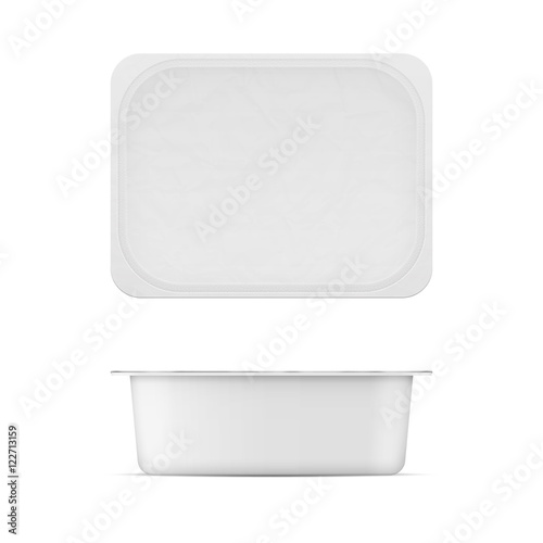 White plastic tub template for dairy products.
