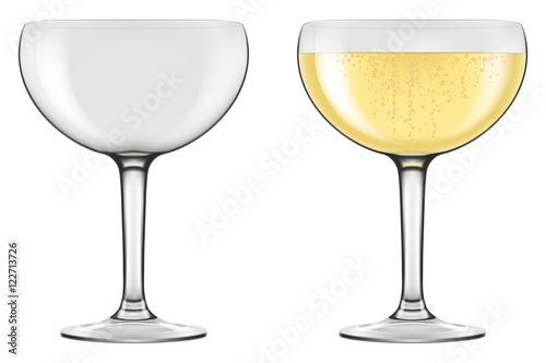 Champagne Coupe type glasses. Photo-realistic vector illustration.