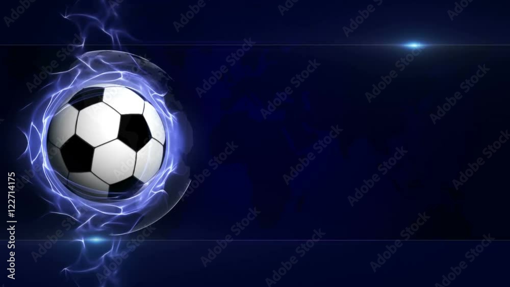 Soccer Ball in Blue Abstract Particles Ring, Loop, 4k
