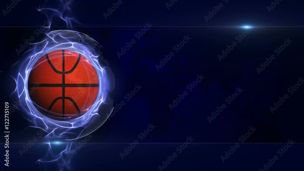 Basket Ball in Blue Abstract Particles Ring, Loop, 4k
