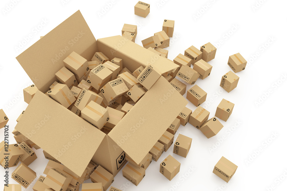 Cardboard boxes on white background 3d illustration Cardboard boxes on white background 3d illustration