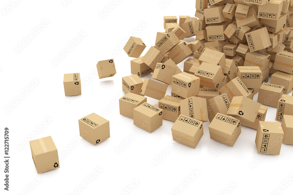 Cardboard boxes on white background 3d illustration Cardboard boxes on white background 3d illustration