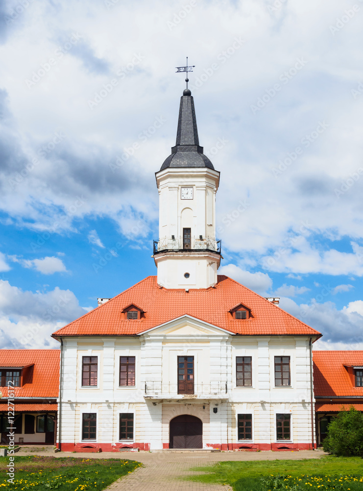Old Town Hall With Clock Tower In Shklov, Belarus