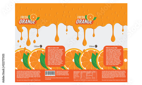 Branding package design for orange juice with flat color.