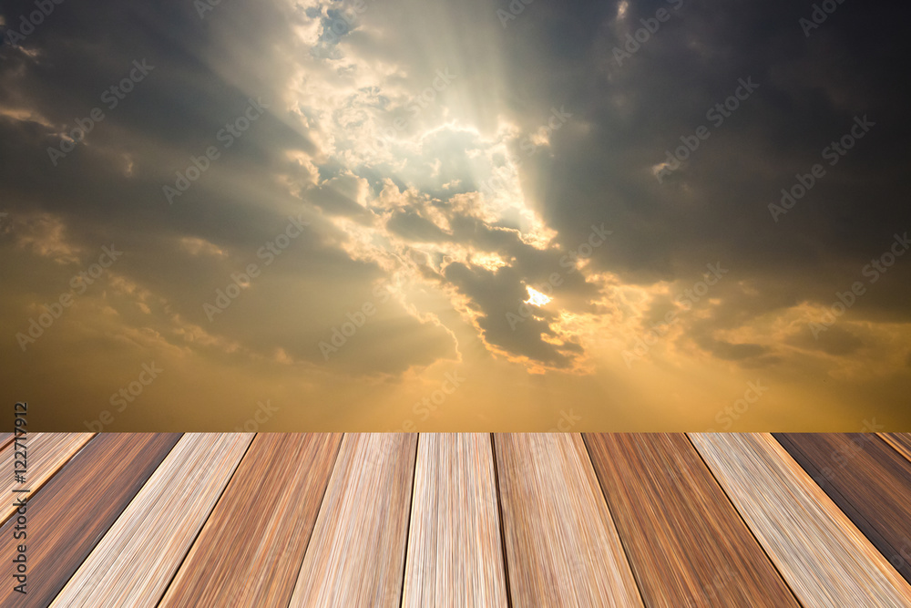 wood and sunset background