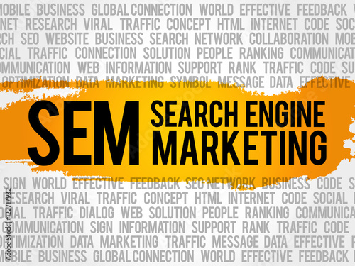 SEM (Search Engine Marketing) word cloud collage, business concept background
