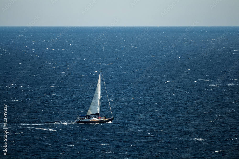 Yacht sailing in the sea