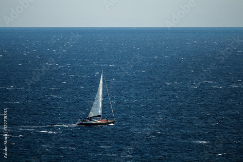 Yacht sailing in the sea