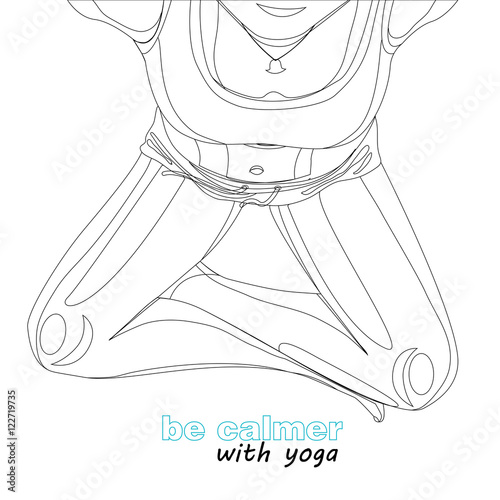 Vector illustration. yoga pose with cross legs. View from above