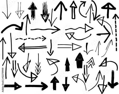 Big set of different hand drawn arrows vector