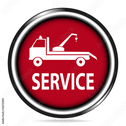 Crane truck service button, Car service icon badge illustration
