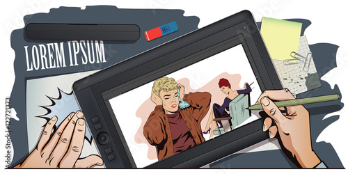 Girl runs away after talking with a friend.