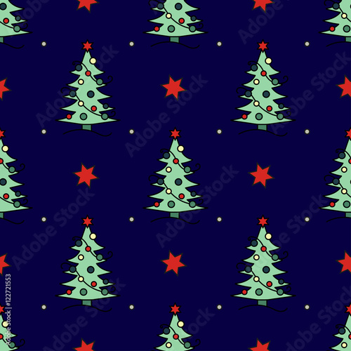 Vector seamless pattern with Christmas tree