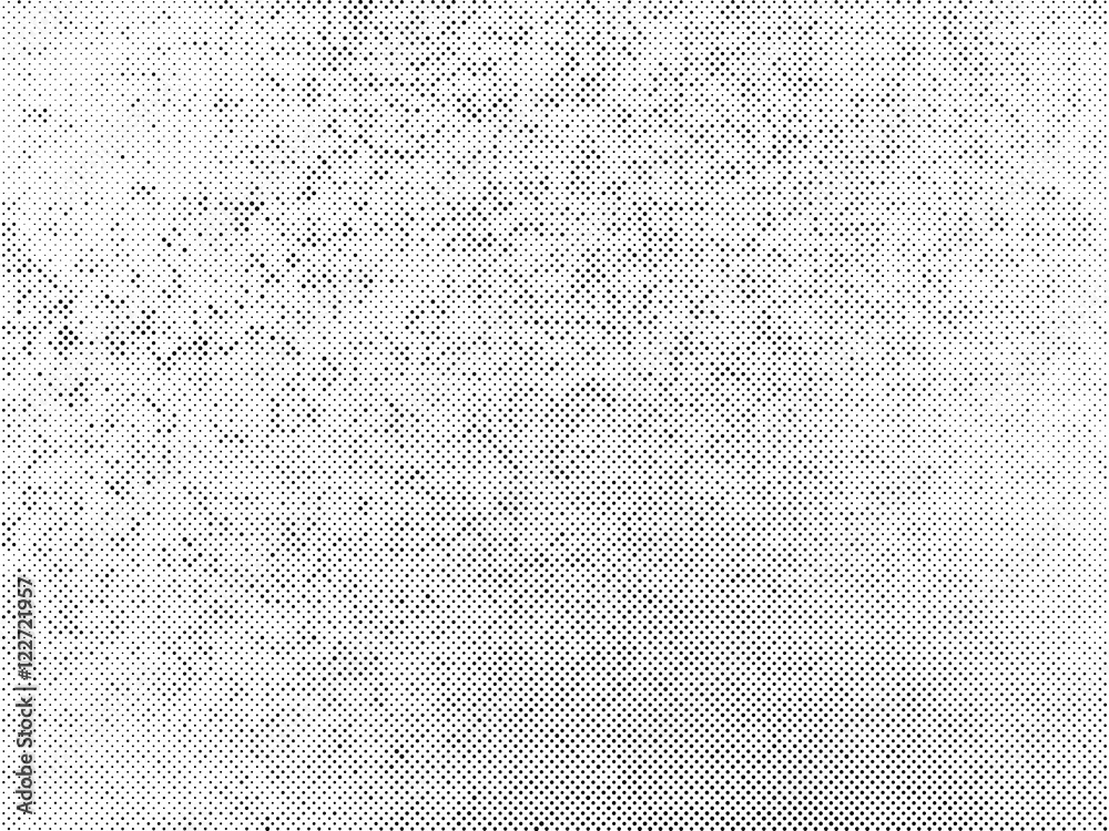 Fototapeta premium Halftone dots vector texture overlay. Black and white color abstract subtle grainy background.