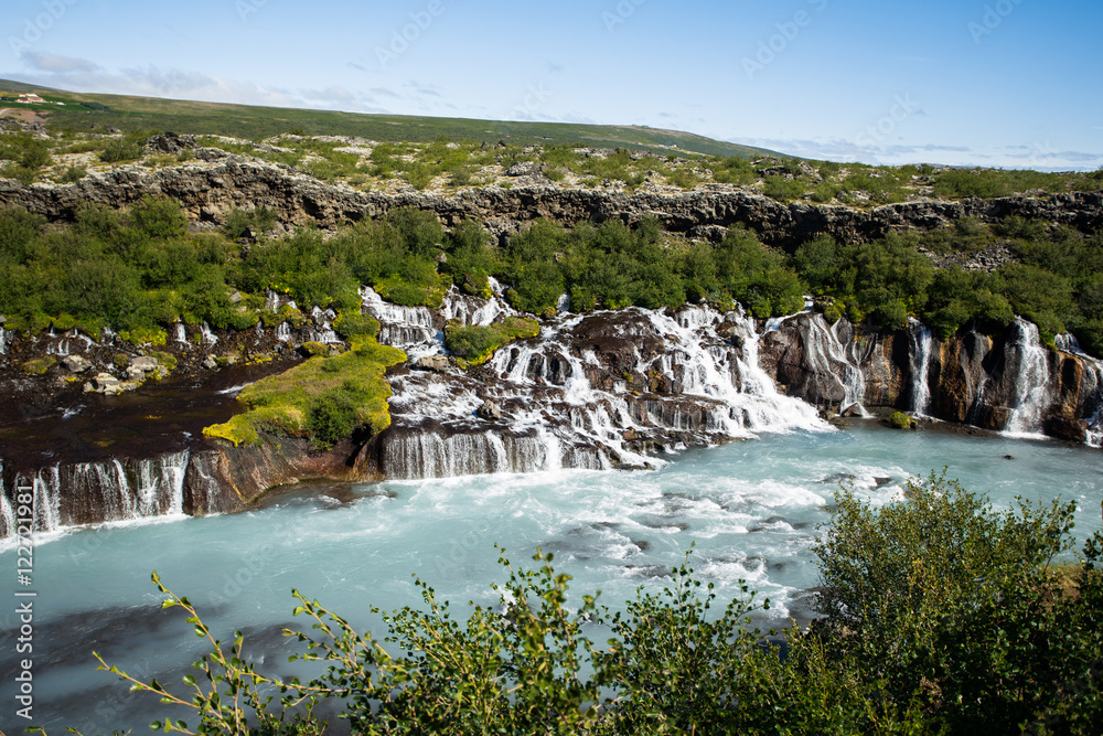 Fototapeta premium Hraunfossar waterfalls in Iceland.