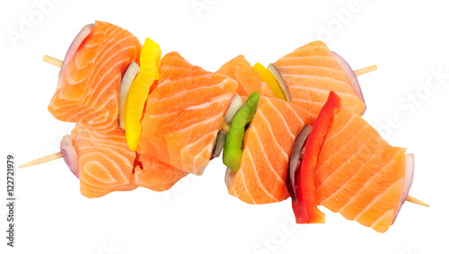Raw Salmon And Sweet Pepper Kebabs