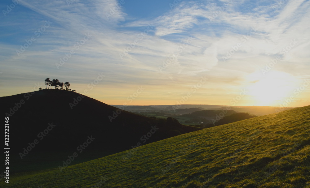 Sunrise over Colmer's Hill in Dorset AONB (Area of Outstanding Natural Beauty)