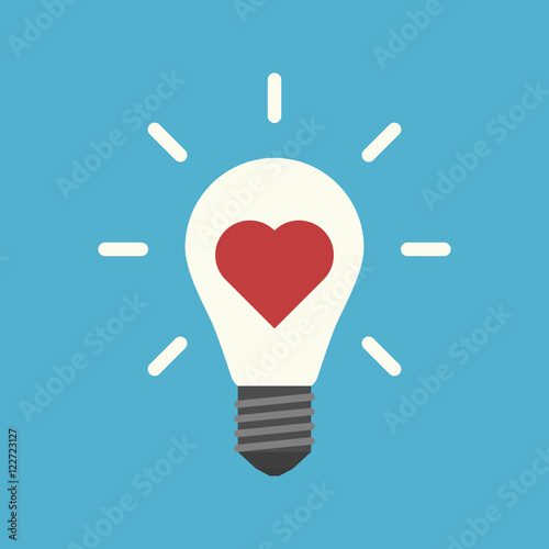 Heart inside light bulb