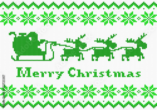 grün weiß gestrickte Weihnachtskarte