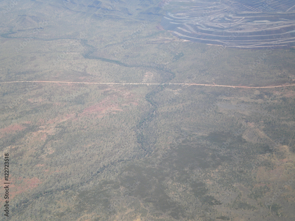 Fototapeta premium Aerial View of the australian Outback, with a big mine