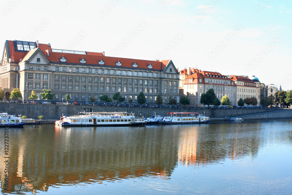 Fototapeta premium Prague, Czech Republic panorama and Vltava river