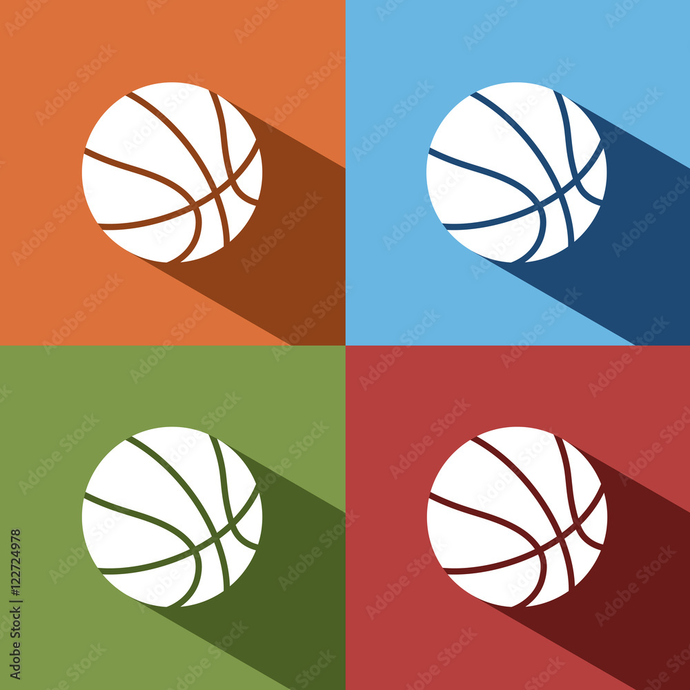 Icono de un balón de baloncesto sobre fondos de colores Stock Vector |  Adobe Stock