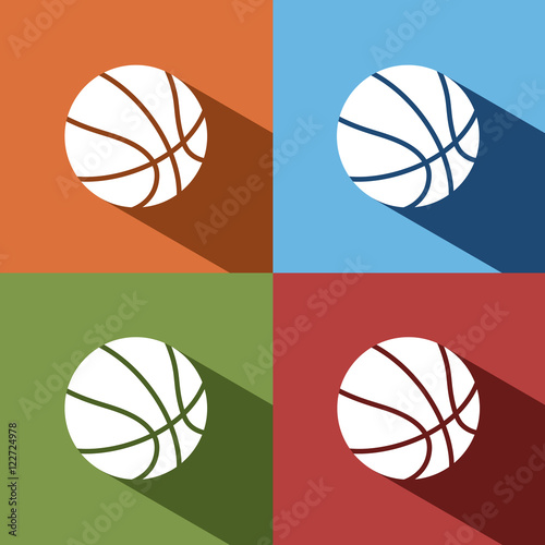 Icono de un balón de baloncesto sobre fondos de colores