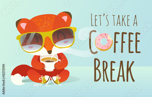 vector coffee break cartoon illustration