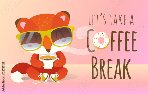 vector coffee break cartoon illustration