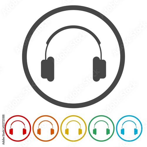 Headphones earphones with line round circle.