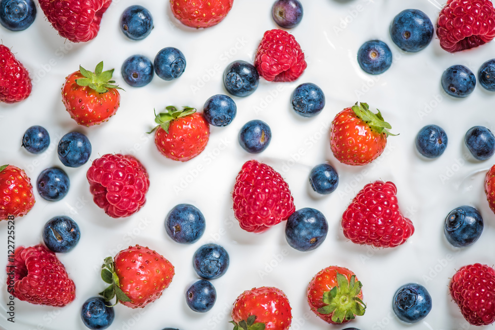 Fresh berries on yogurt Fresh berries on yogurt