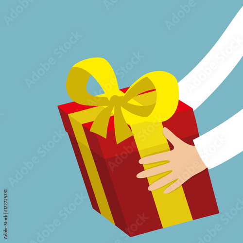 Christmas gift in hands.