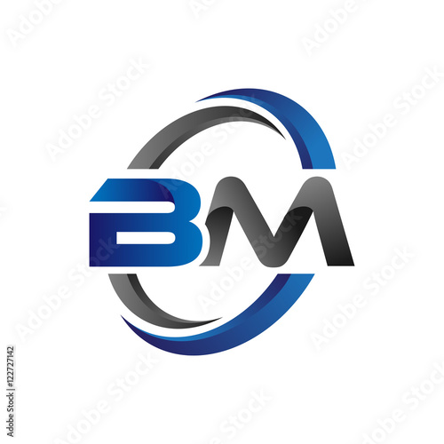 Simple Modern Initial Logo Vector Circle Swoosh bm photo