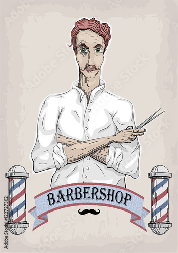 Man male human hairdresser barber, coiffeur, haircutter in white