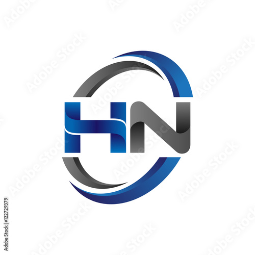 Simple Modern Initial Logo Vector Circle Swoosh hn