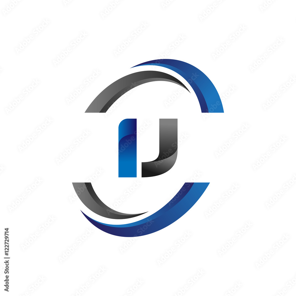 Simple Modern Initial Logo Vector Circle Swoosh ij