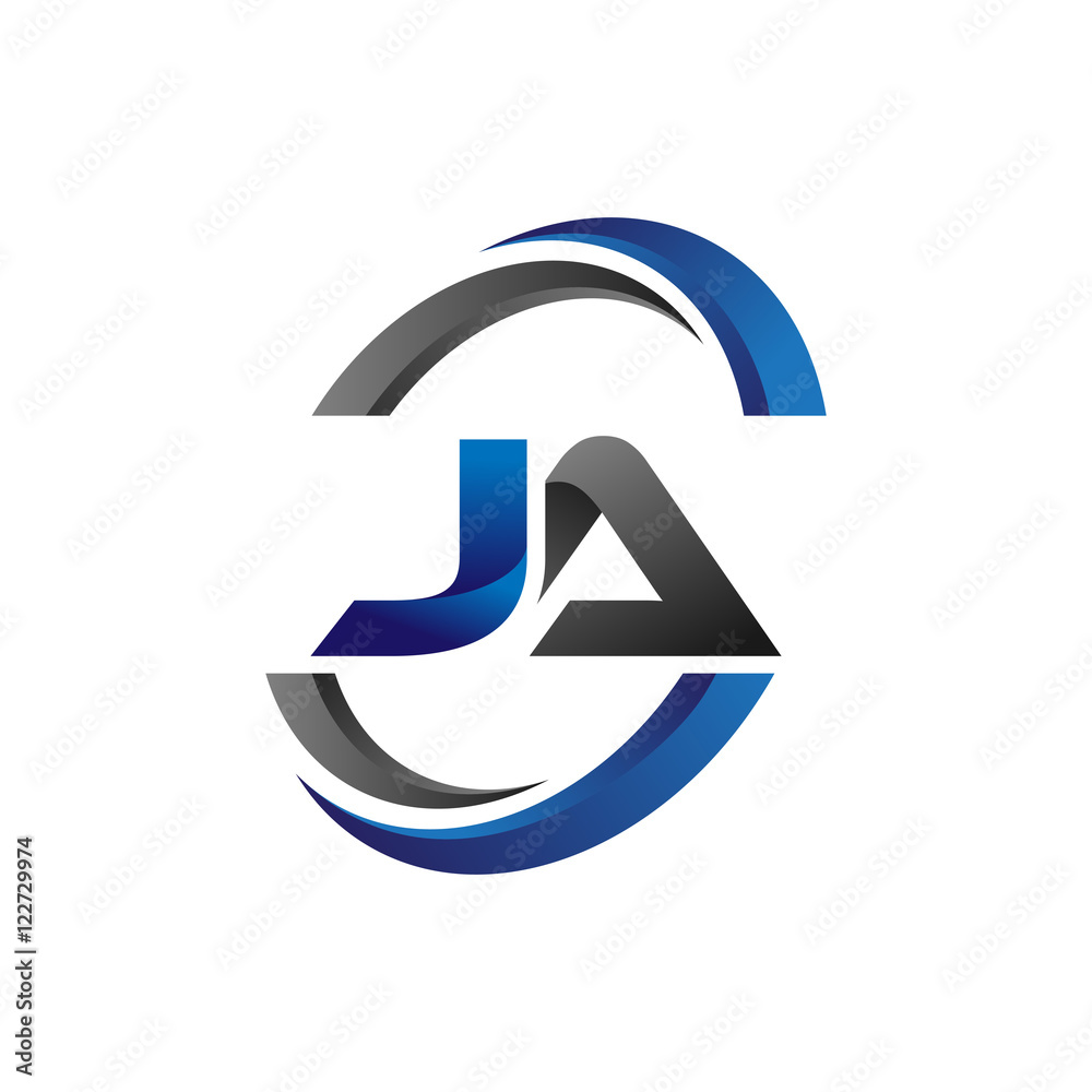 Simple Modern Initial Logo Vector Circle Swoosh ja Simple Modern Initial Logo Vector Circle Swoosh ja
