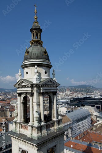Panorama from Saint Stephen Basilica with Hungarian Parliament in Budapest