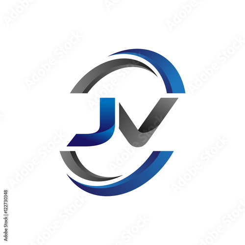 Simple Modern Initial Logo Vector Circle Swoosh jv photo