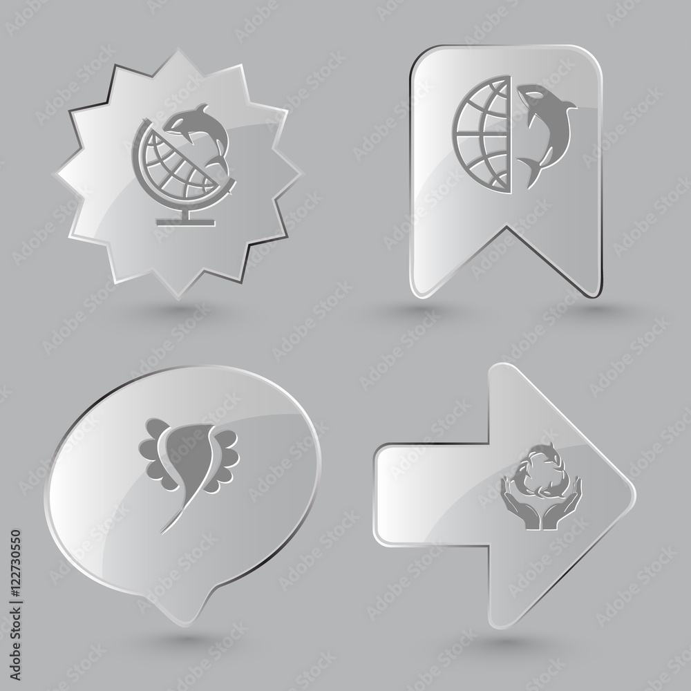 4 images: globe and shamoo, bird, protection sea life. Animal se 4 images: globe and shamoo, bird, protection sea life. Animal se